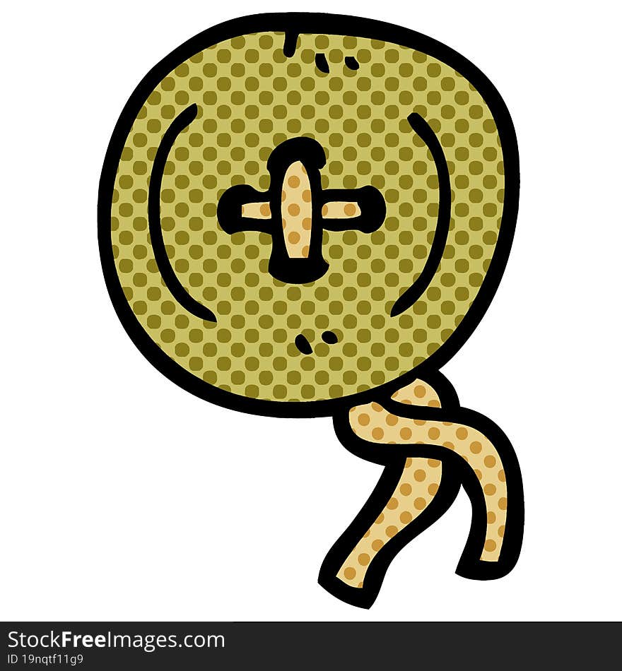 Cartoon Doodle Old Wooden Button