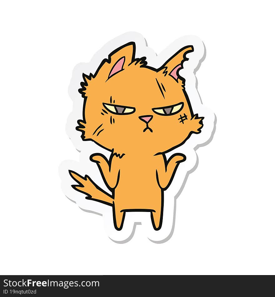 sticker of a tough cartoon cat