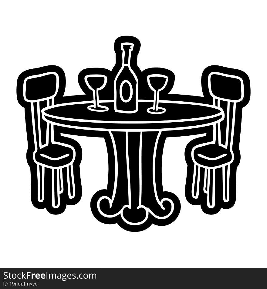 Cartoon Icon Drawing Dinner Table And Drinks