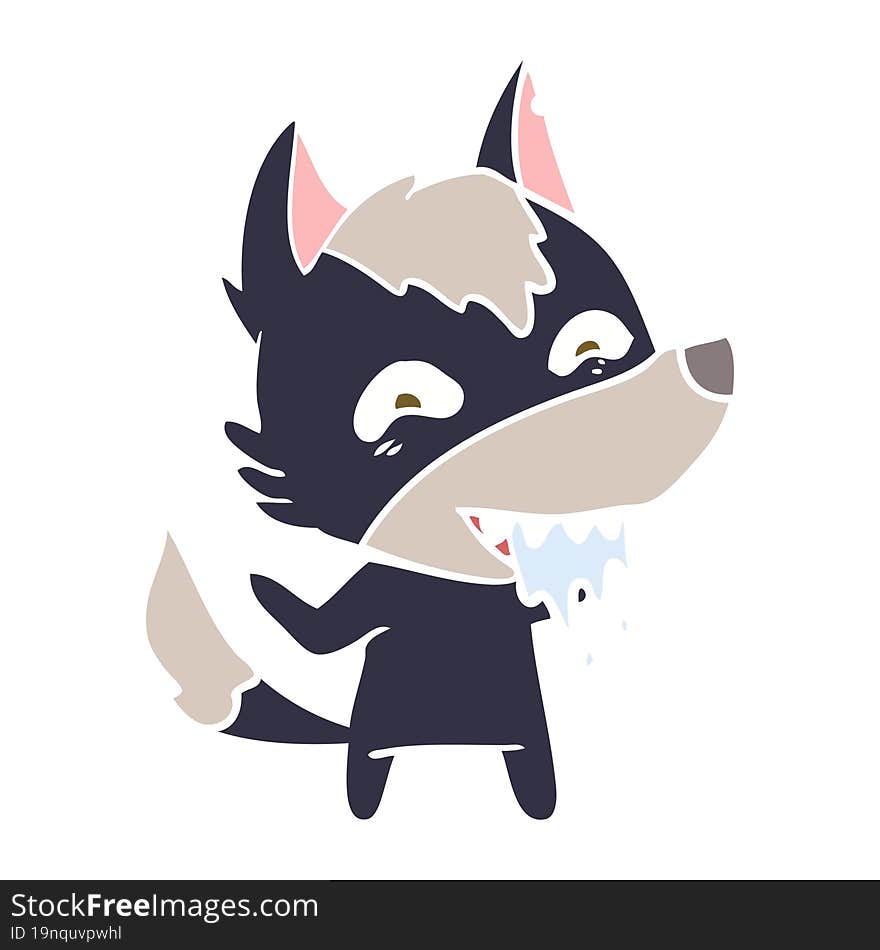 flat color style cartoon hungry wolf