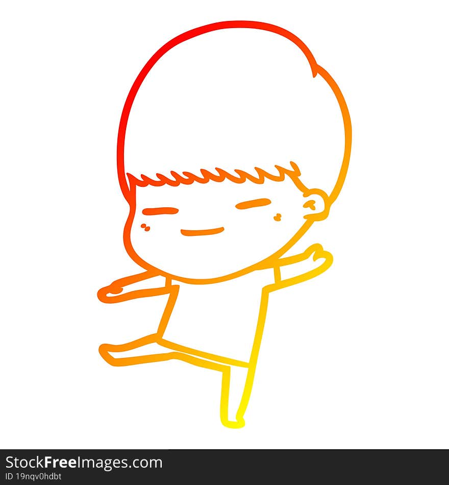 Warm Gradient Line Drawing Cartoon Smug Boy