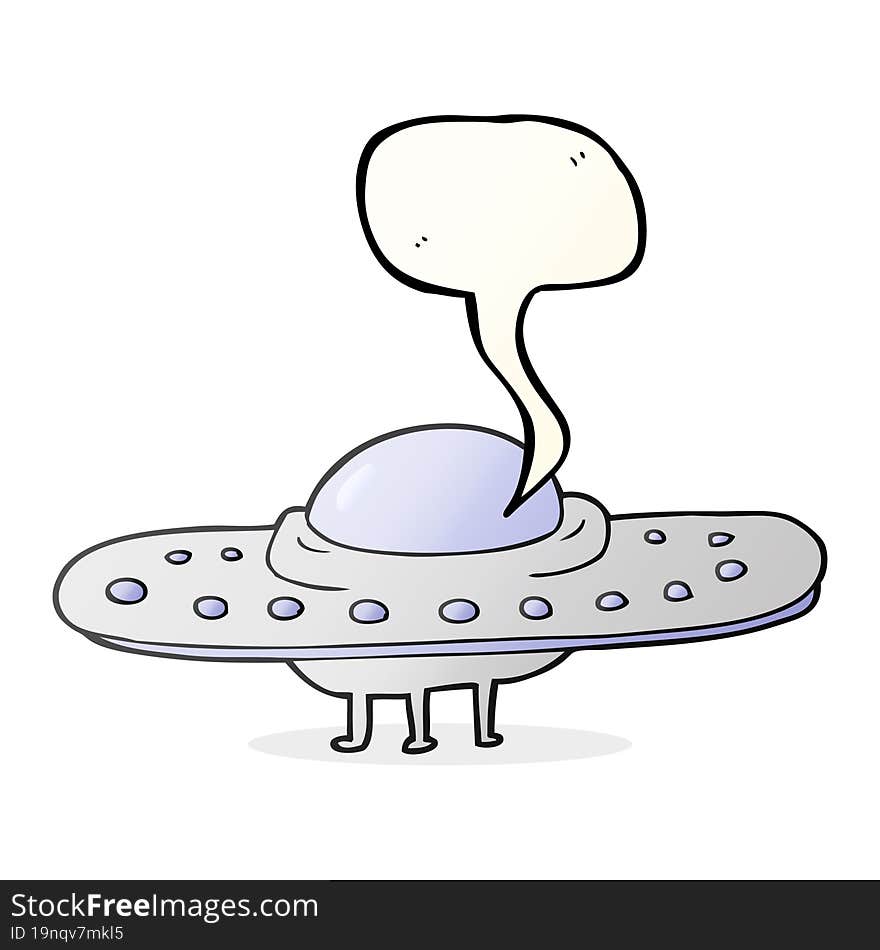 freehand drawn speech bubble cartoon flying saucer