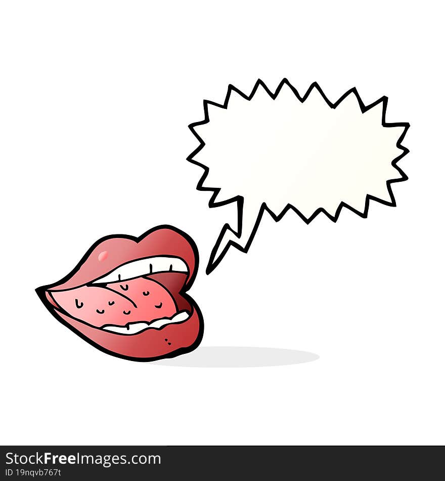 cartoon smiling mouth with speech bubble