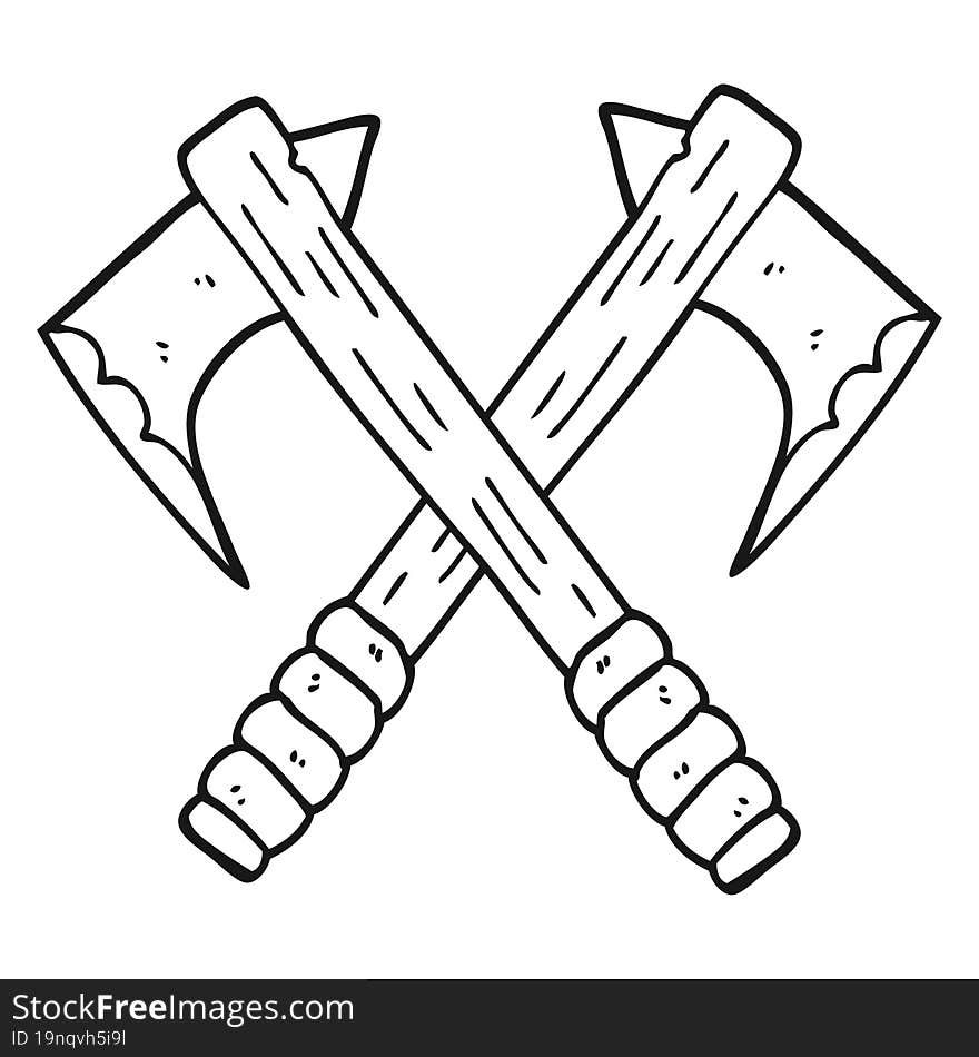 black and white cartoon axes