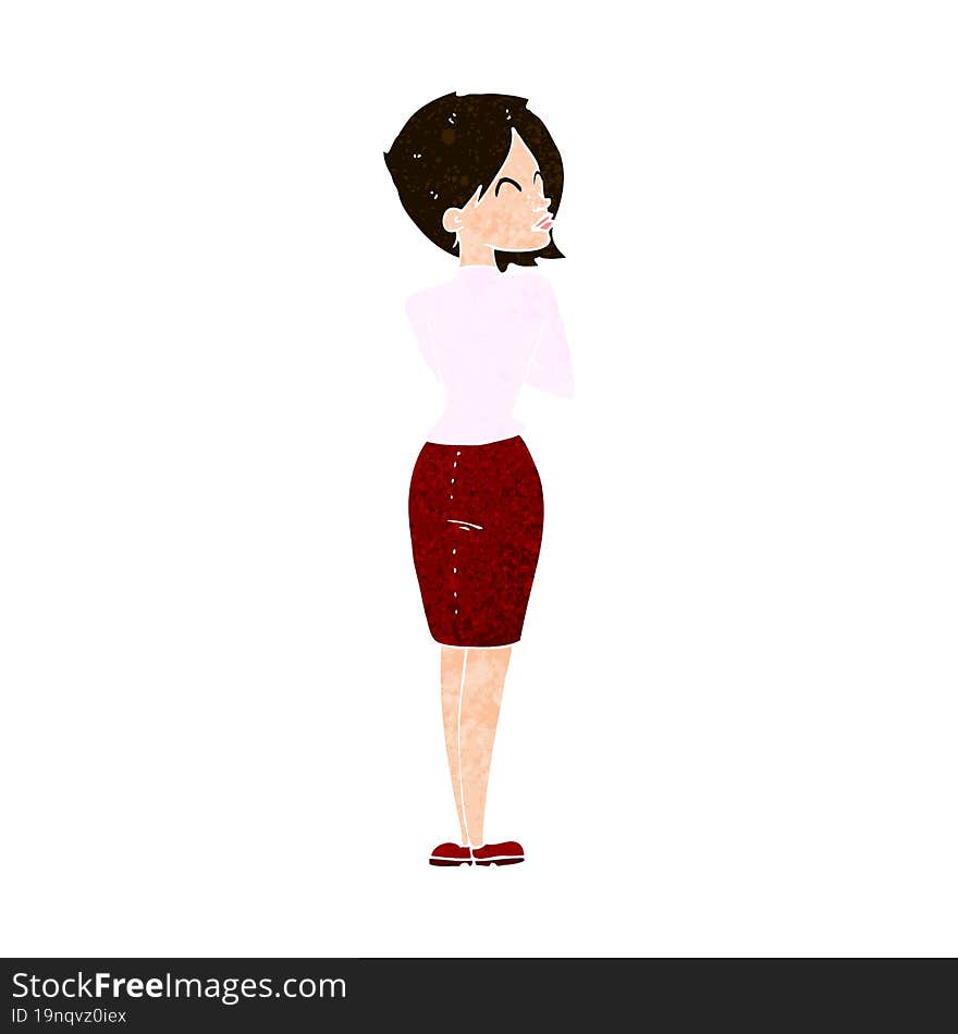 Cartoon Businesswoman Ignoring