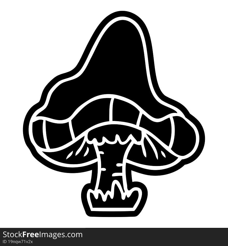 cartoon icon of a single mushroom. cartoon icon of a single mushroom