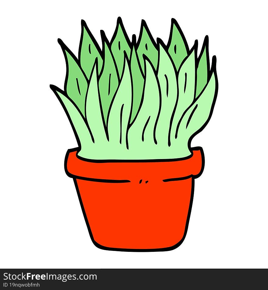 Hand Drawn Doodle Style Cartoon House Plant