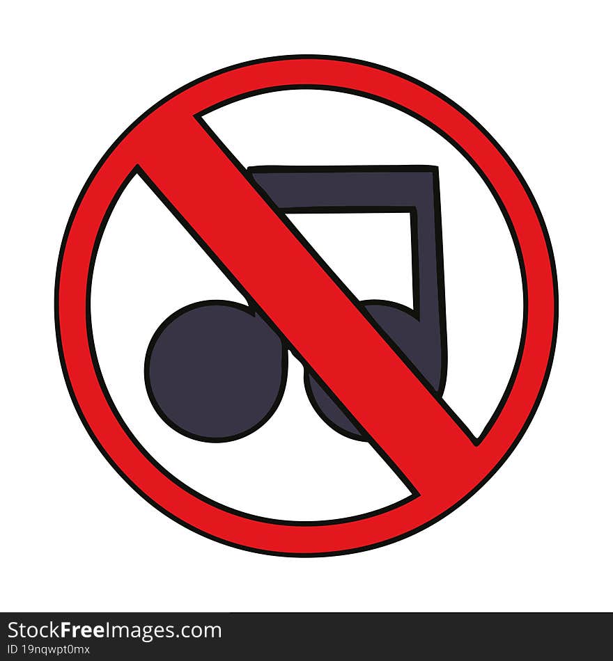 cute cartoon of a no music sign. cute cartoon of a no music sign