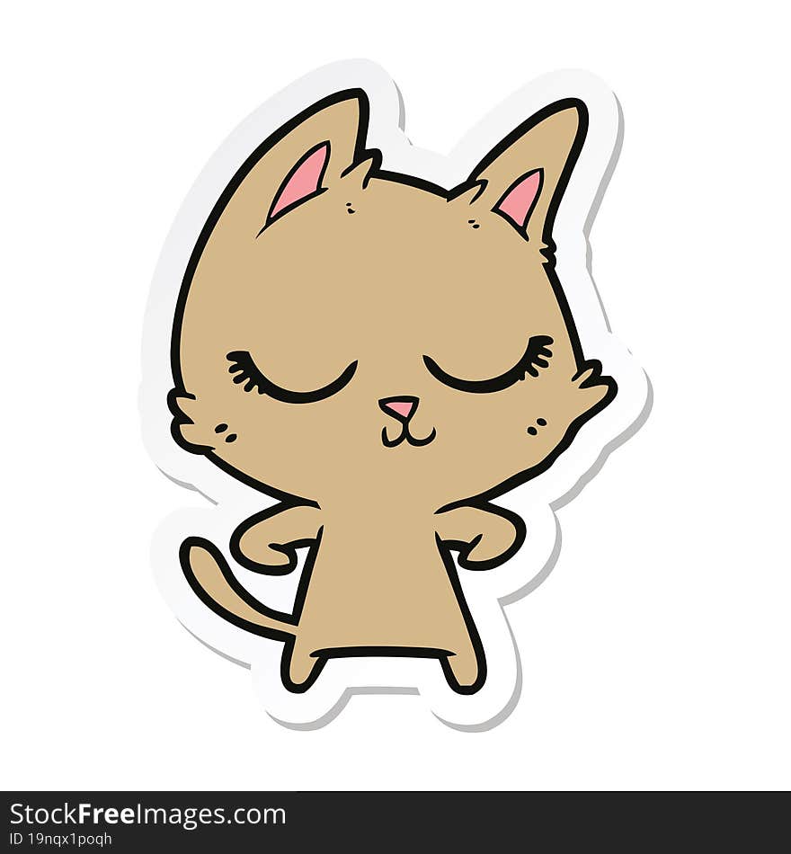 Sticker Of A Calm Cartoon Cat