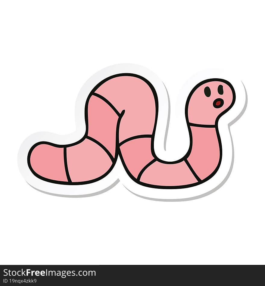 sticker of a quirky hand drawn cartoon worm