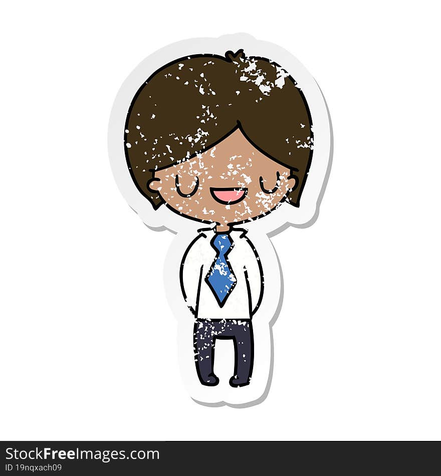 distressed sticker cartoon of a kawaii cute boy