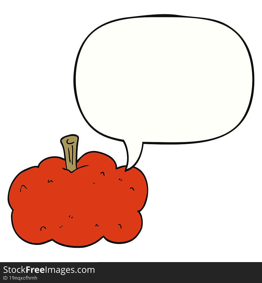 cartoon pumpkin and speech bubble