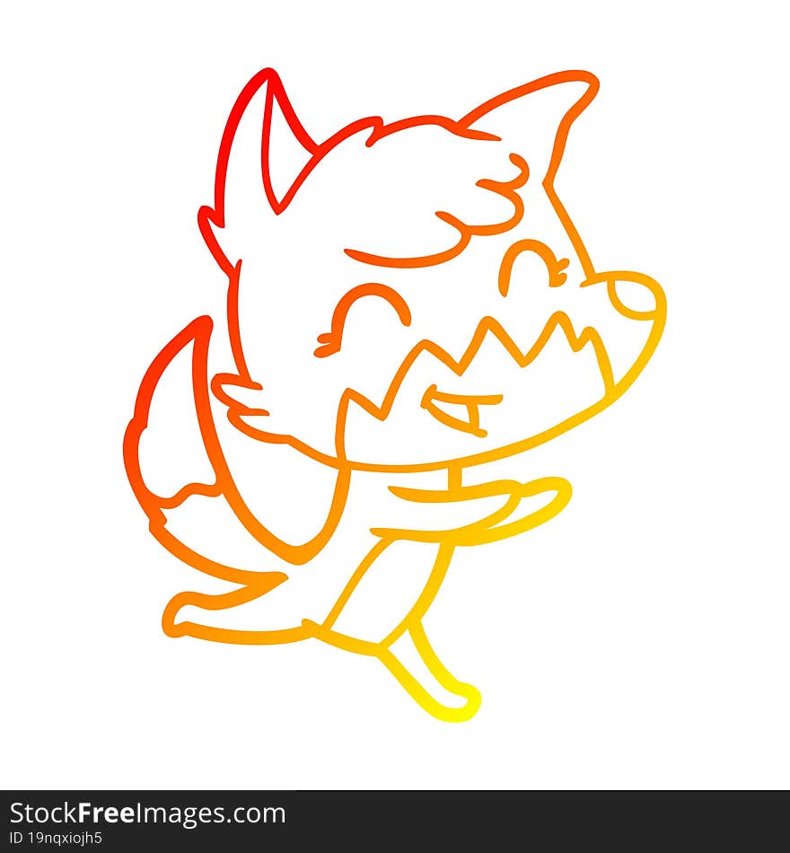 warm gradient line drawing happy cartoon fox