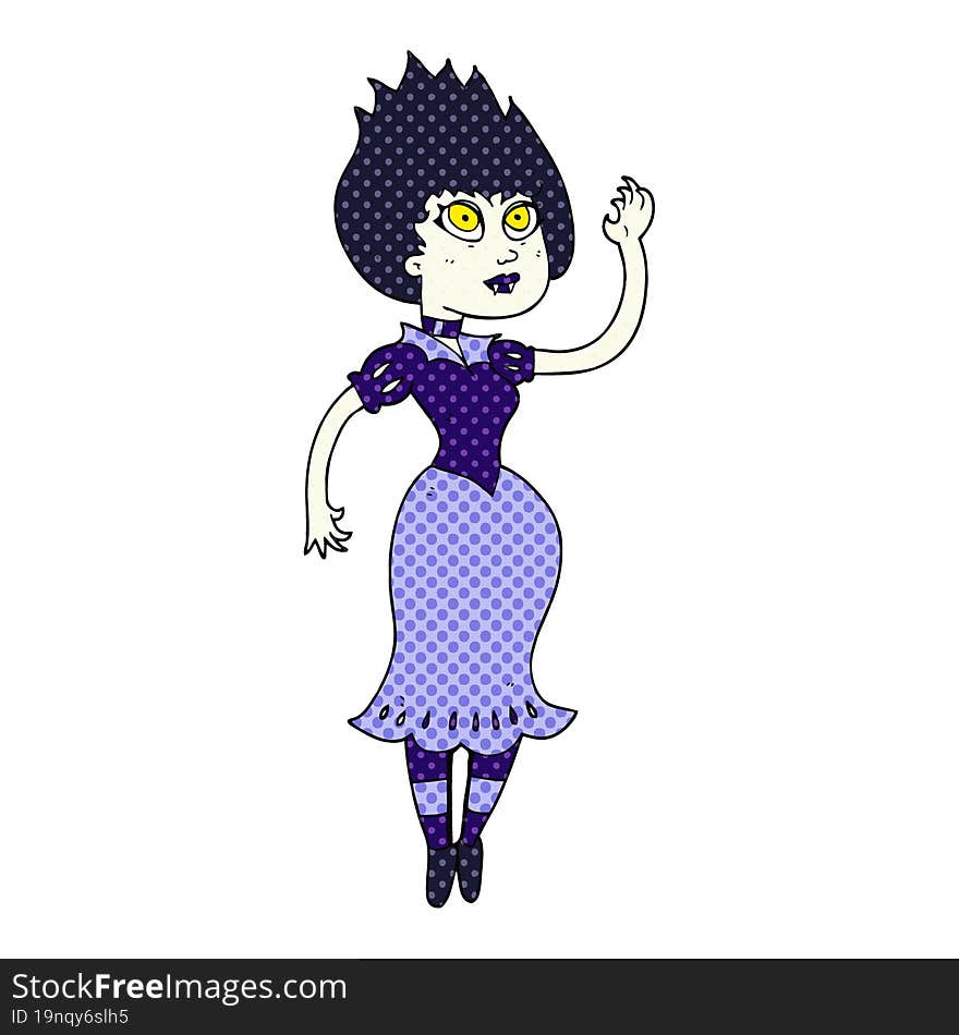 Cartoon Vampire Girl Waving