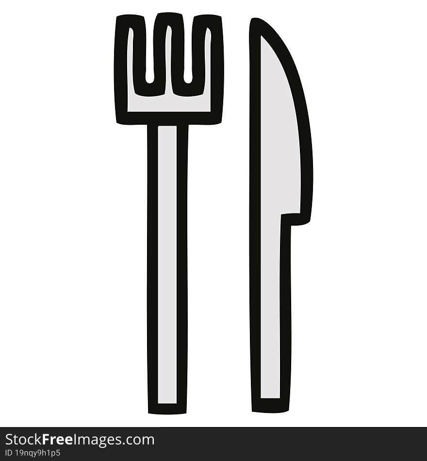 cute cartoon knife and fork