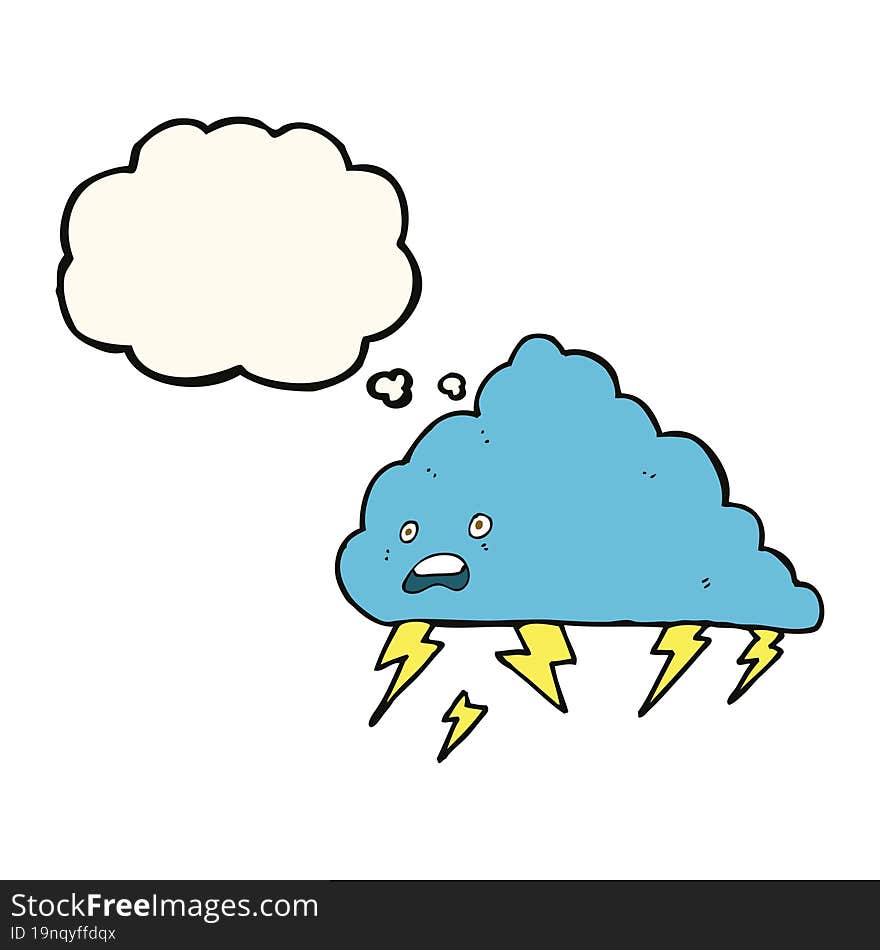 cartoon thundercloud with thought bubble