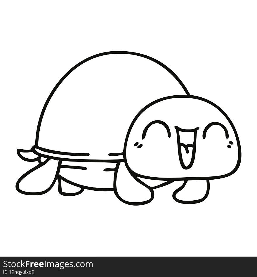 quirky line drawing cartoon turtle