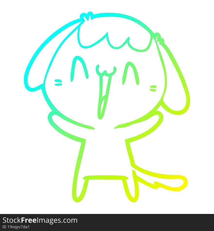 Cold Gradient Line Drawing Cute Cartoon Dog