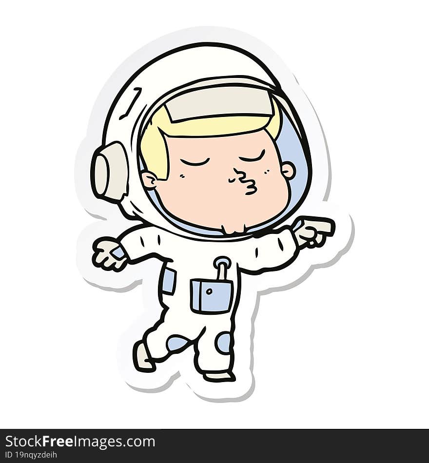 sticker of a cartoon confident astronaut