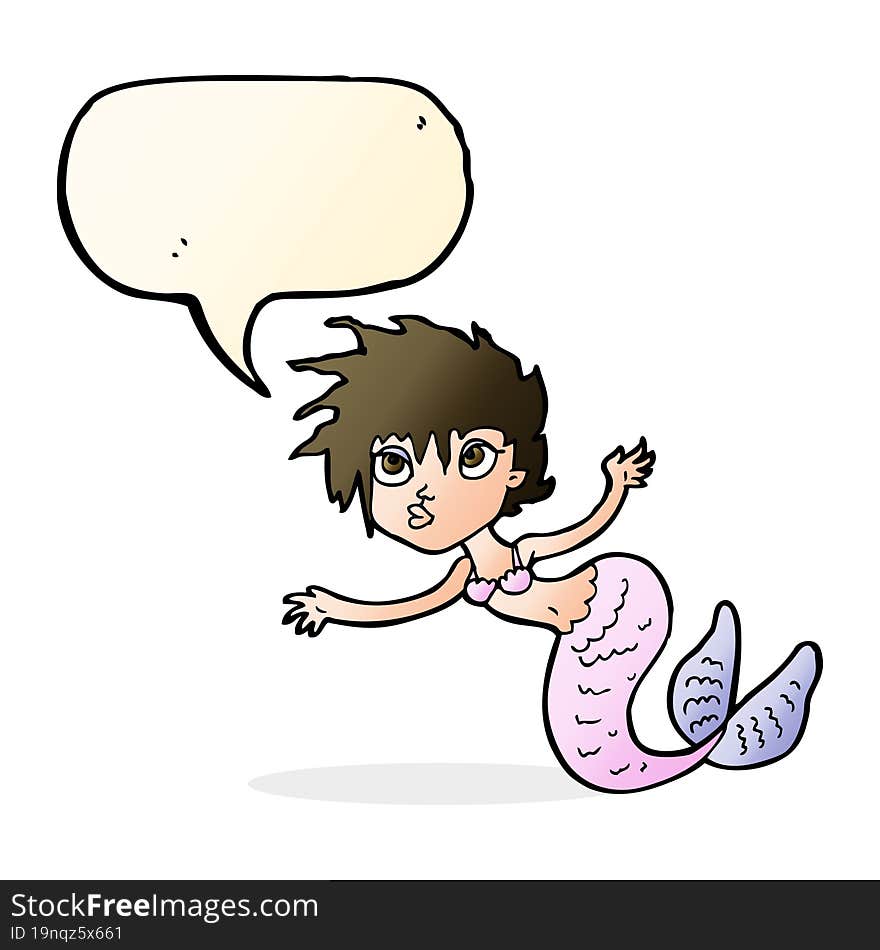 cartoon mermaid with speech bubble