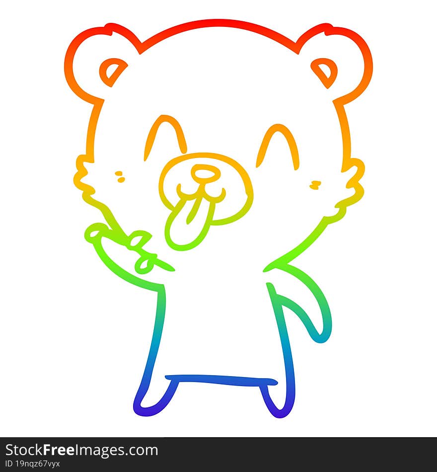 rainbow gradient line drawing rude cartoon bear