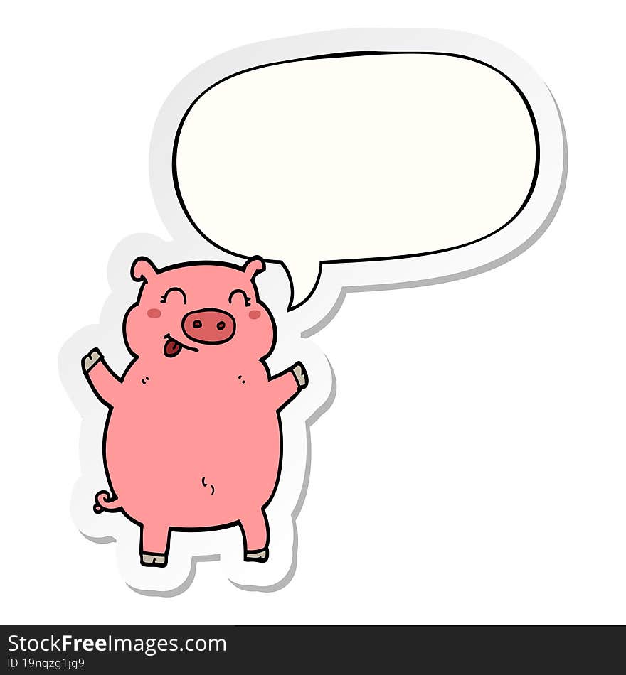 cartoon pig and speech bubble sticker