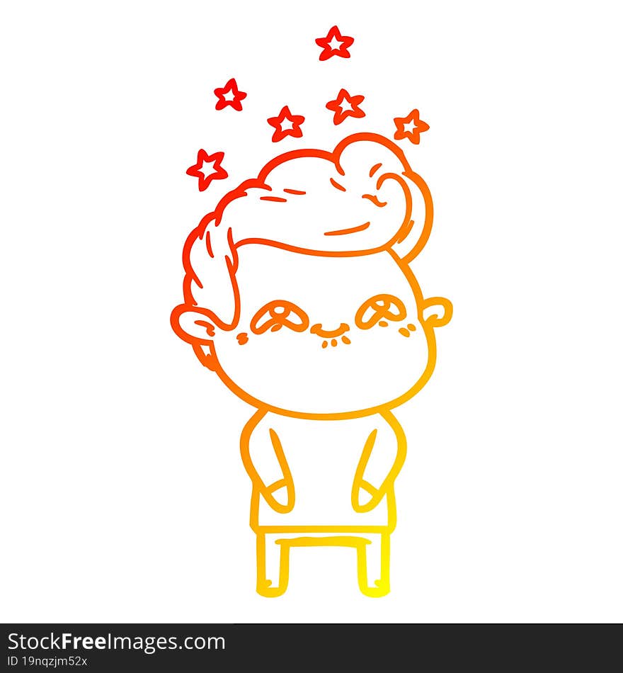 warm gradient line drawing cartoon excited man