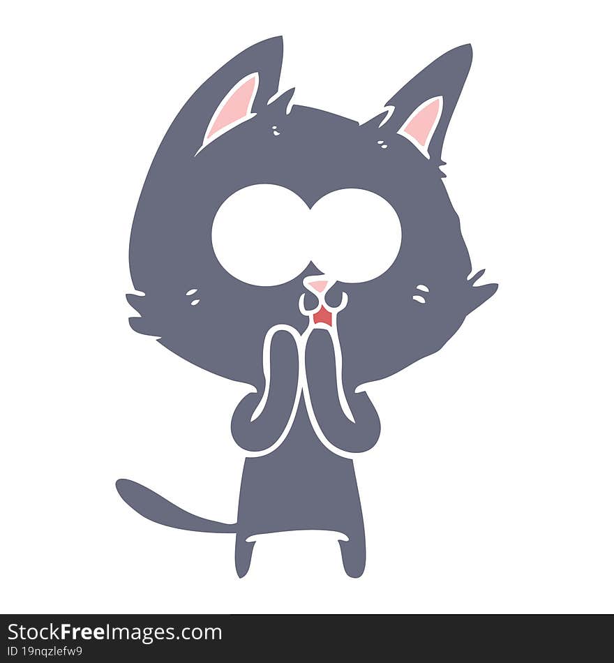 funny flat color style cartoon cat