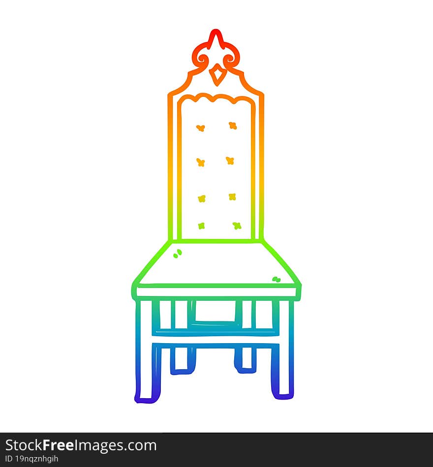 rainbow gradient line drawing of a fancy cartoon chair