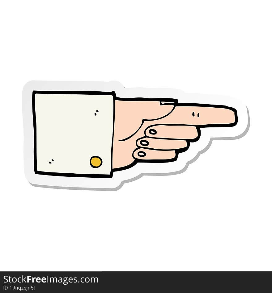 Sticker Of A Cartoon Pointing Hand