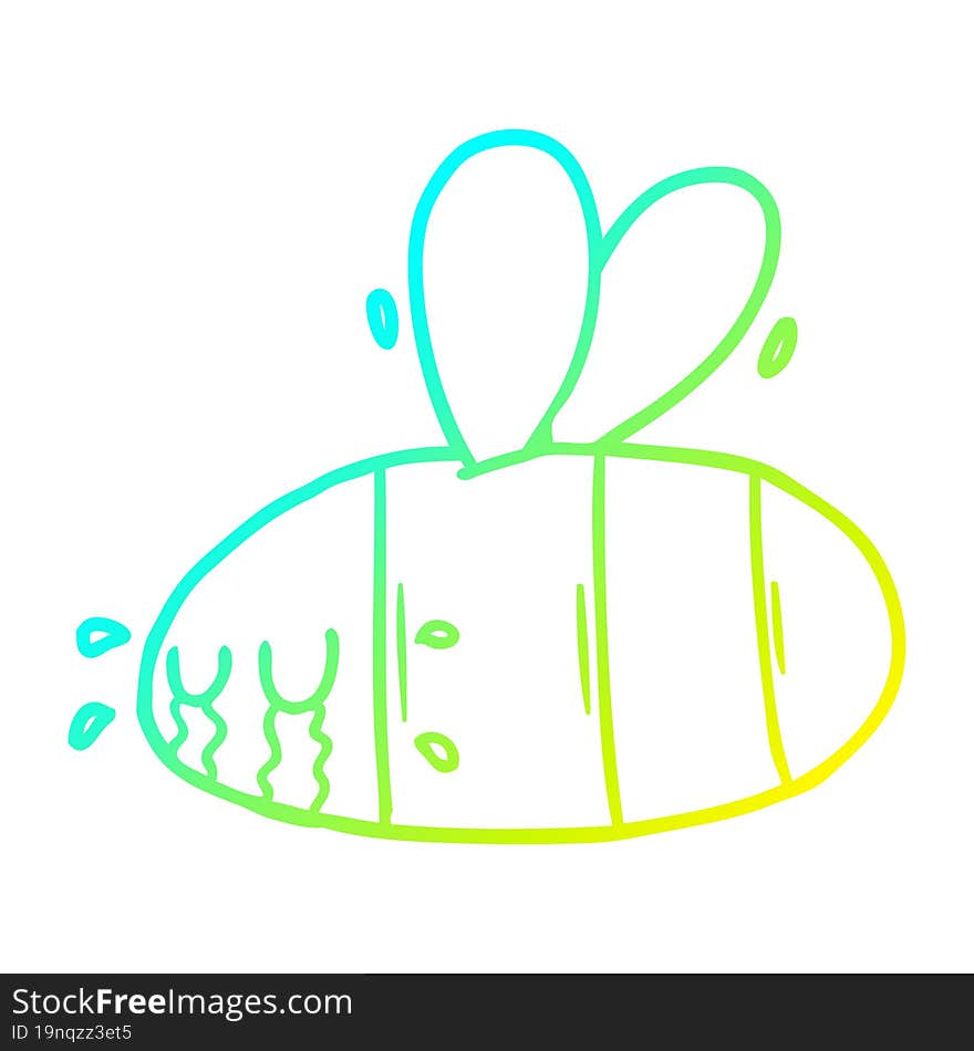 cold gradient line drawing of a cartoon crying bee