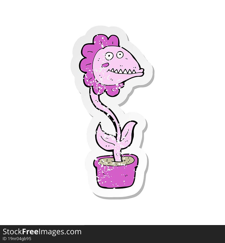 retro distressed sticker of a cartoon monster plant