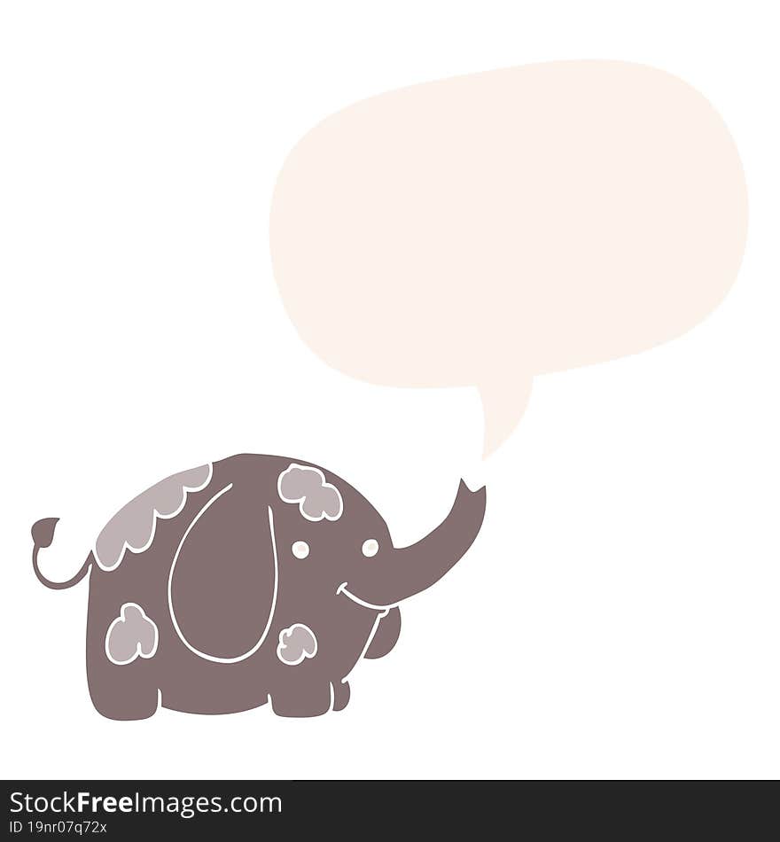 Cartoon Elephant And Speech Bubble In Retro Style