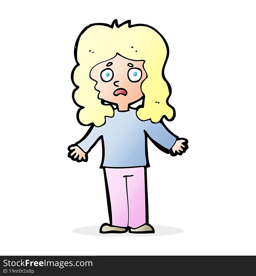 Cartoon Worried Woman