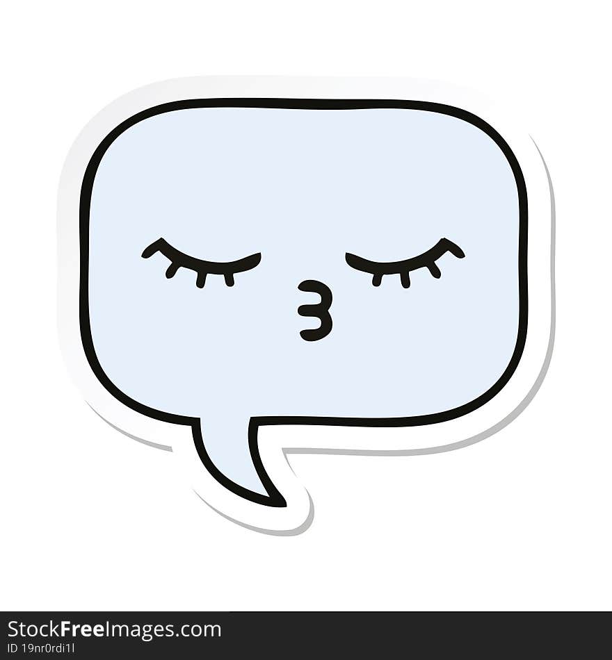 Sticker Of A Cute Cartoon Speech Bubble