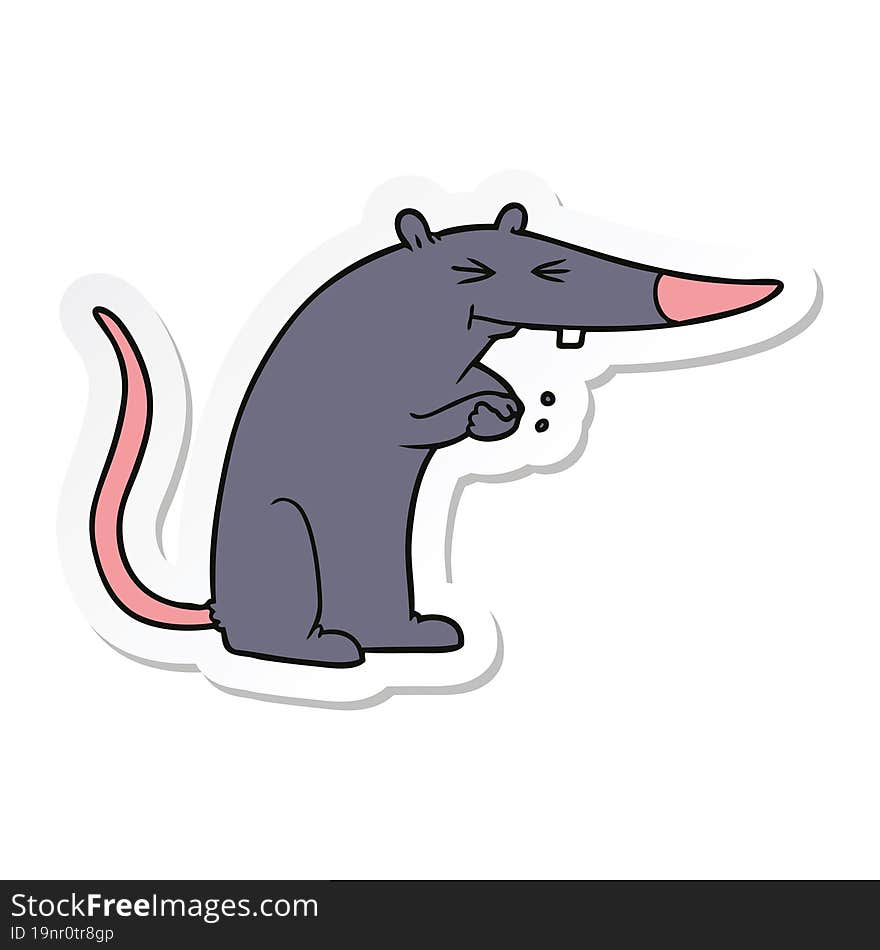 Sticker Of A Cartoon Sneaky Rat