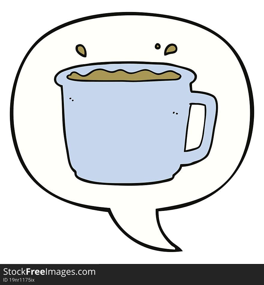 cartoon coffee cup with speech bubble. cartoon coffee cup with speech bubble