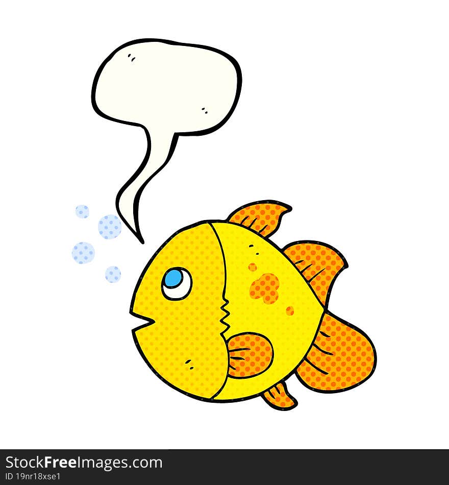 freehand drawn comic book speech bubble cartoon fish