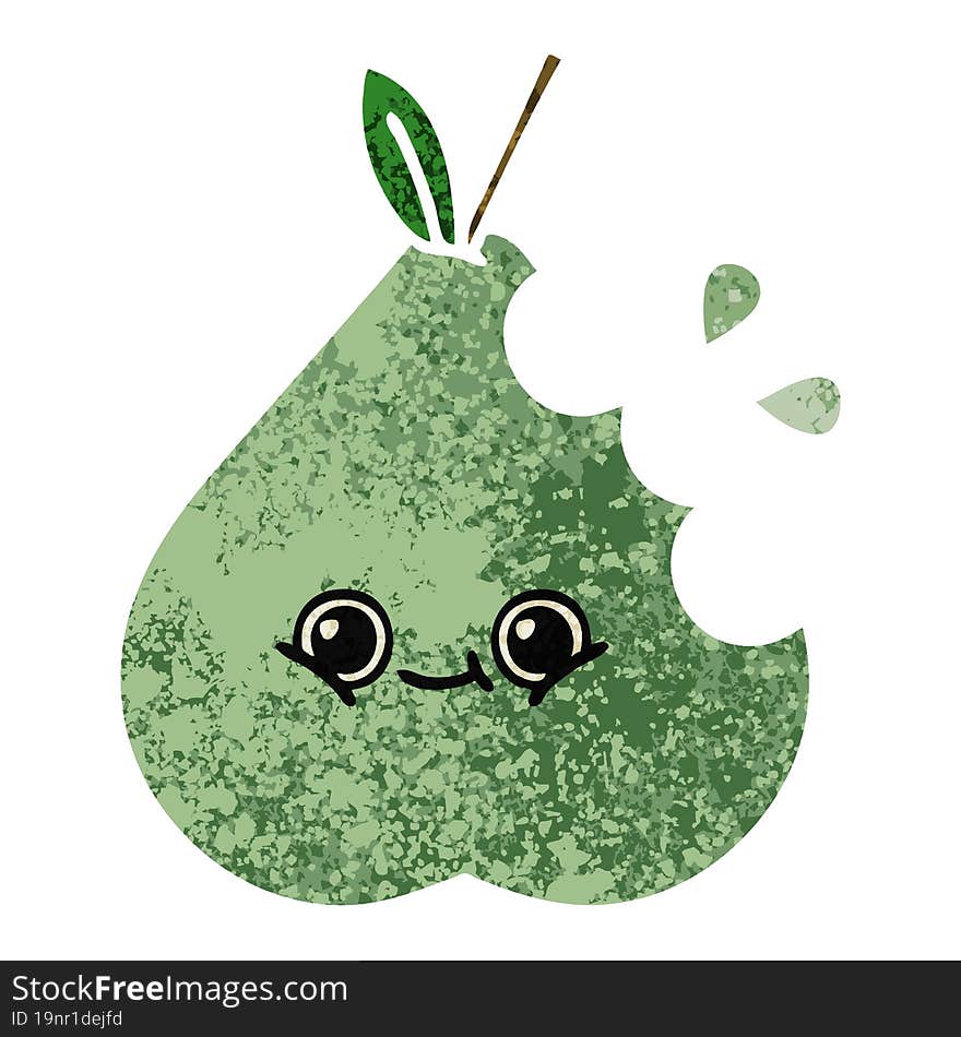 retro illustration style cartoon pear