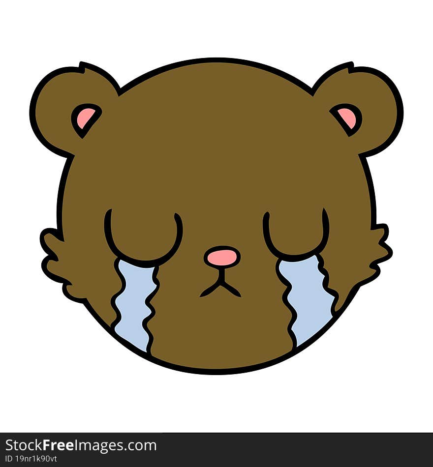 cute cartoon teddy bear face crying. cute cartoon teddy bear face crying