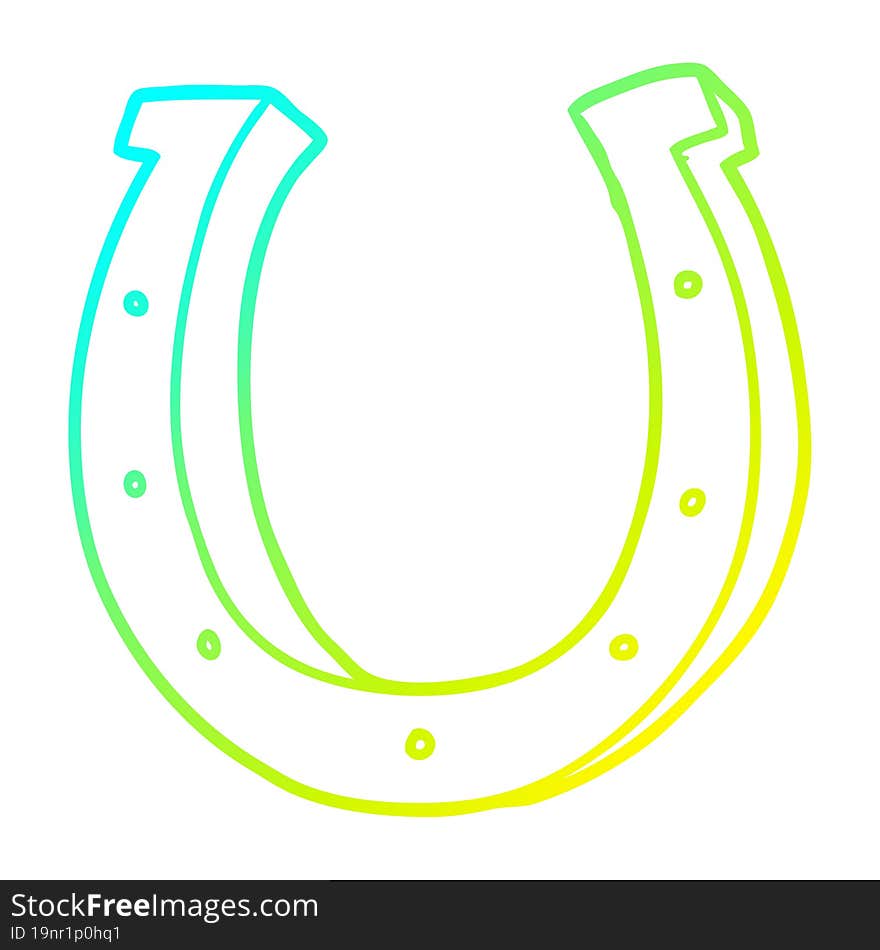 cold gradient line drawing of a cartoon iron horse shoe