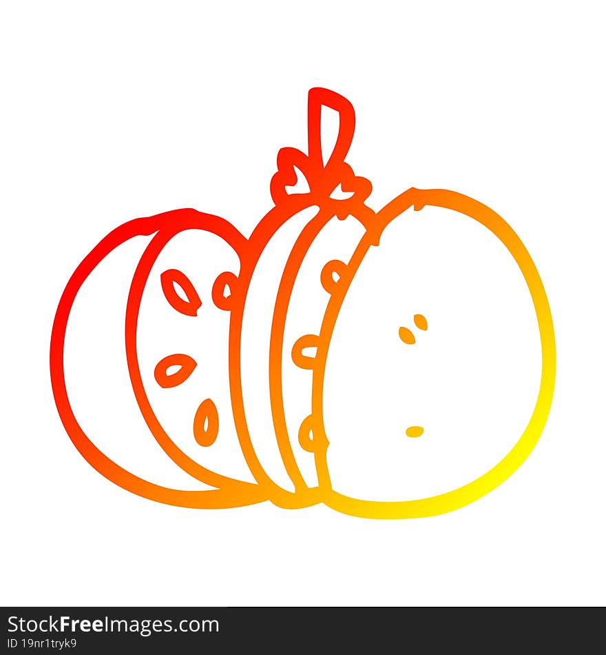 warm gradient line drawing cartoon sliced tomato