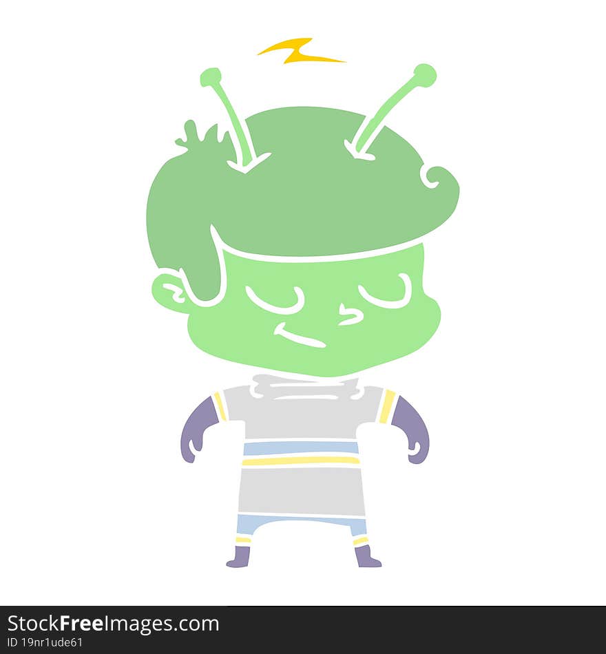 friendly flat color style cartoon spaceman