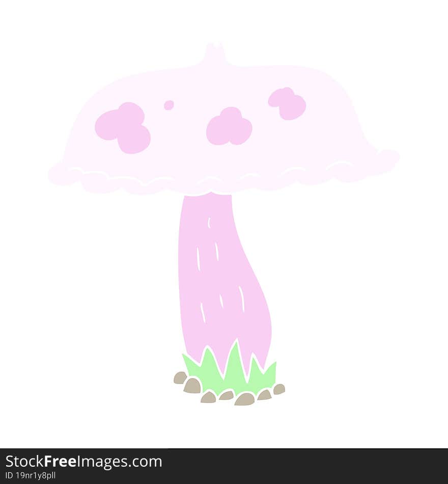 Flat Color Illustration Of A Cartoon Mushroom