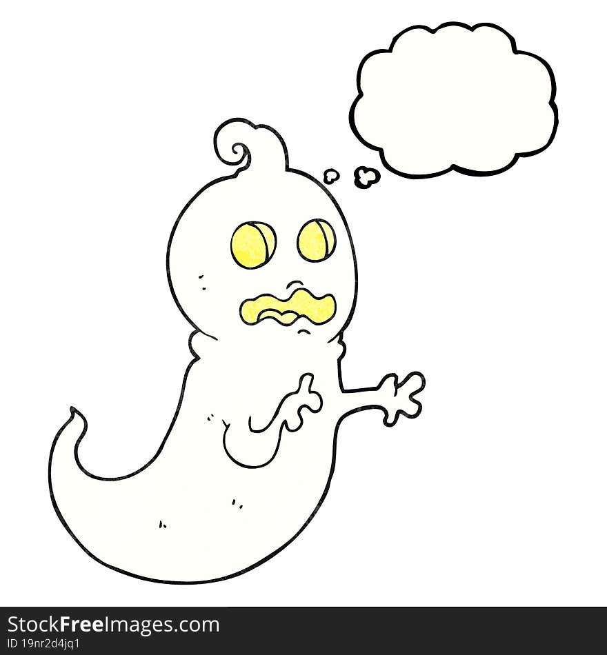 freehand drawn thought bubble textured cartoon ghost