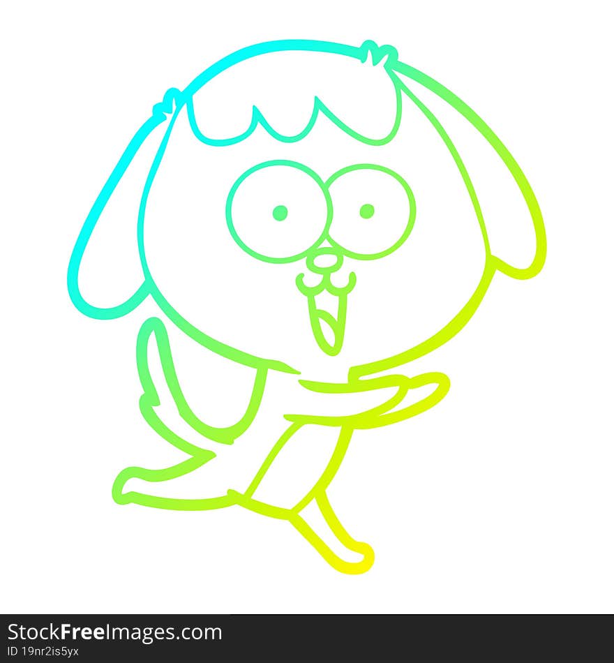 cold gradient line drawing of a cute cartoon dog