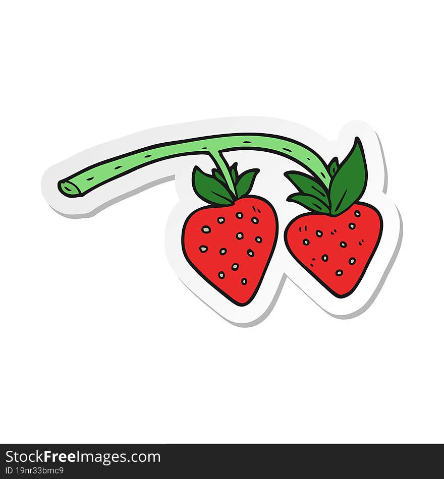 Sticker Of A Cartoon Strawberries