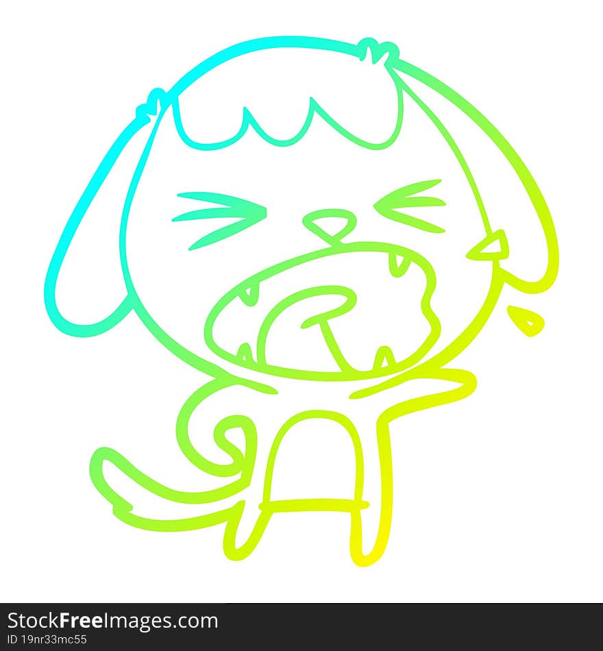 cold gradient line drawing of a cute cartoon dog barking