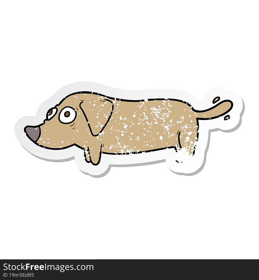 distressed sticker of a cartoon dog