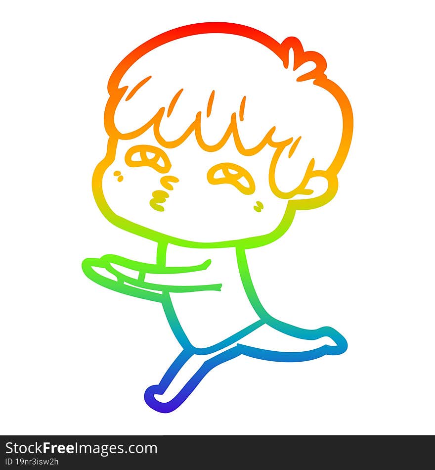 Rainbow Gradient Line Drawing Cartoon Curious Man